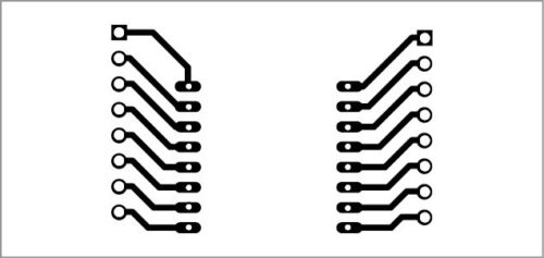 Fig. 10 Actual-size PCB pattern of the child board