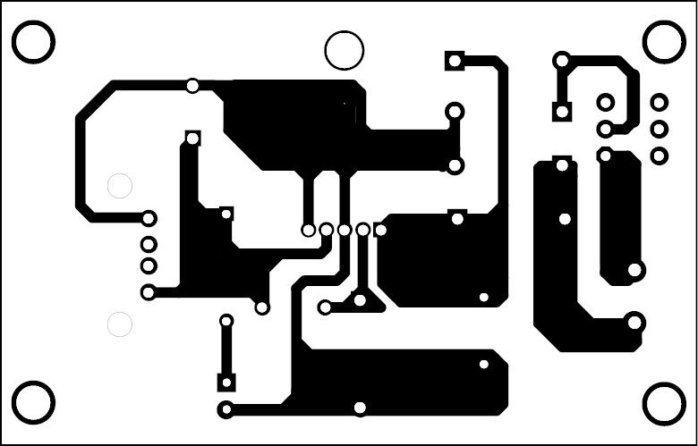 Fig. 2: Actual-size PCB layout of the bicycle USB charger