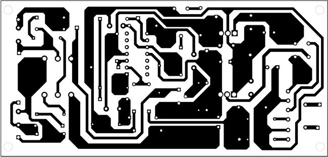 Fig. 3: An actual-size, single-side PCB for the pulse generator