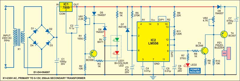 Power Failure And Resumption Alarm circuit