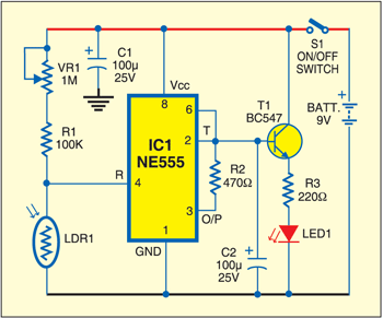 Fig. 1: Circuit of active reflector for pedestrian safety