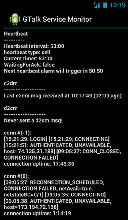 Fig. 7: GTalk service monitor