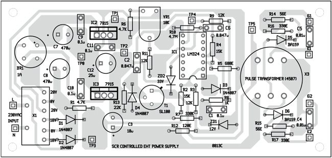 Fig. 4: Component layout for the PCB