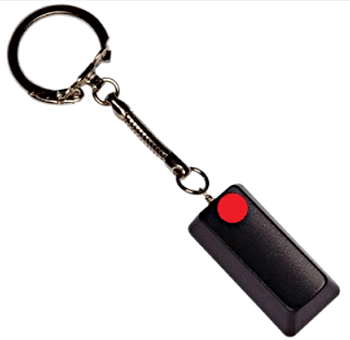 Fig. 2: Home-brewed bar magnet keyring. Red dot indicates the north pole