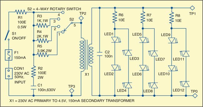 Fig. 1: Circuit of an LED lamp