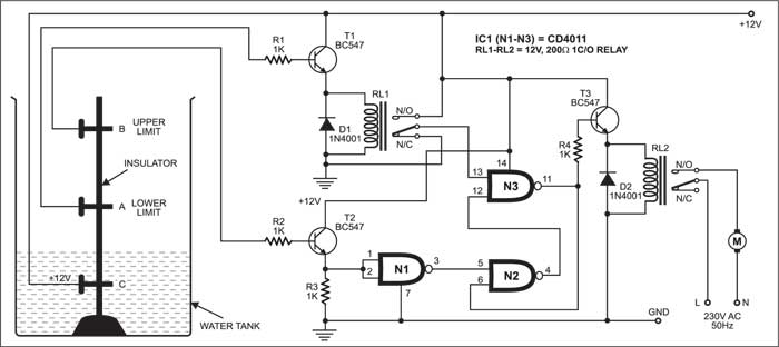 Automatic water pump controller circuit