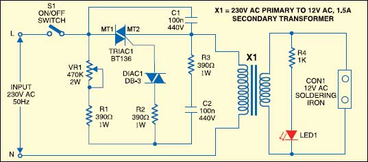 temperature controlled soldering iron circuit