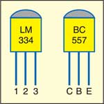 Fig. 2: Pin configurationsof LM334 and BC557