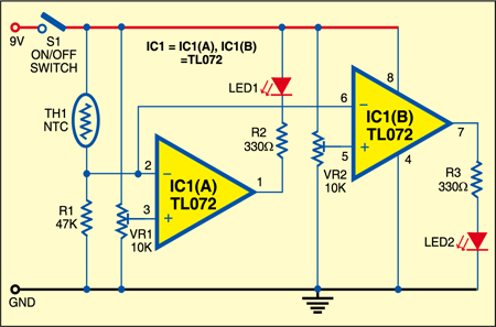 Fig. 1: Circuit of the water temperature indicator