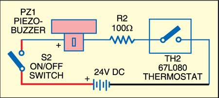 Circuit for aural indication of overheated pipe