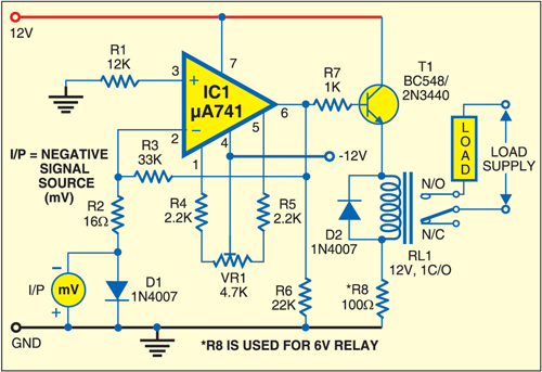 Relay Actuating Circuit with Millivolt Sensitivity