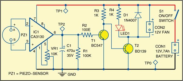 Fig. 2: Circuit diagram of solder fumes remover