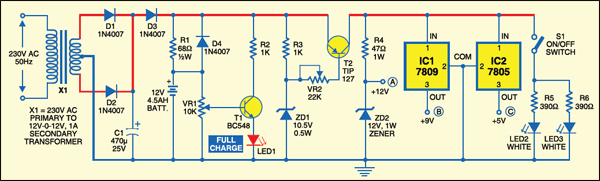 Mini Ups System Detailed Circuit