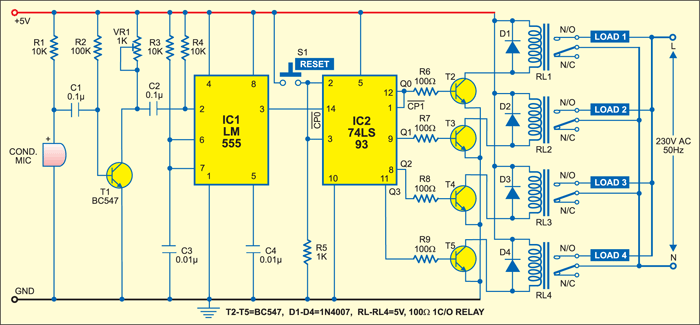 Circuit Diagram: Clap Operated Switch
