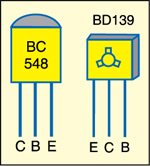 Pin configurations of BC548 and BD139