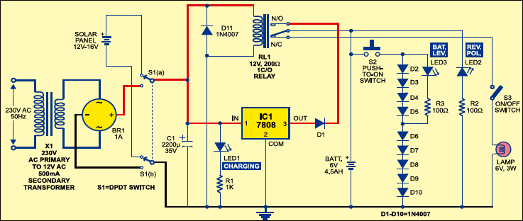 Solar Lighting System Circuit