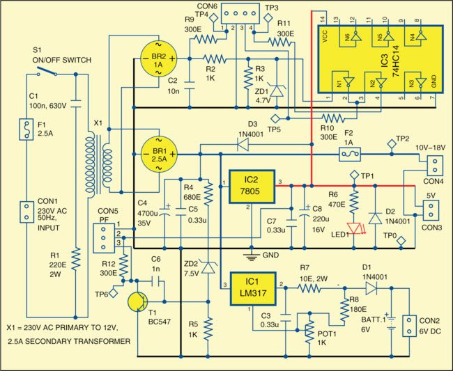 Fig. 1: Circuit of multifunction power supply