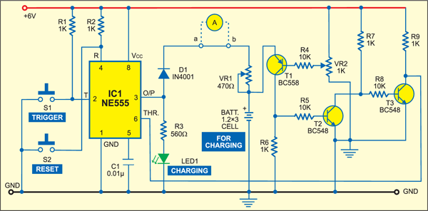 Automatic switch-off battery charger circuit