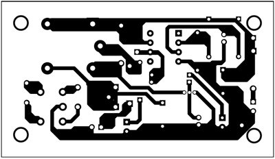 Fig. 3: An actual-size, single-side PCB for the hybrid solar charger