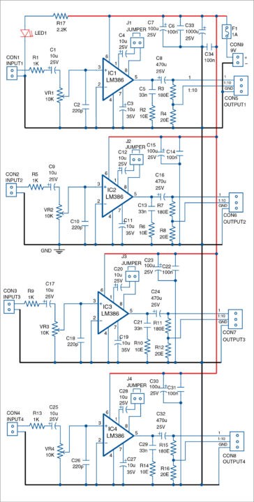 Quadraphonic Amplifier Circuit