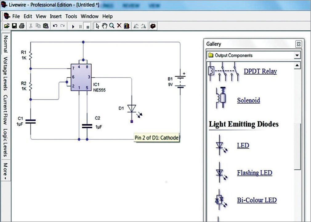 Connecting the terminals to complete the circuit in LiveWire