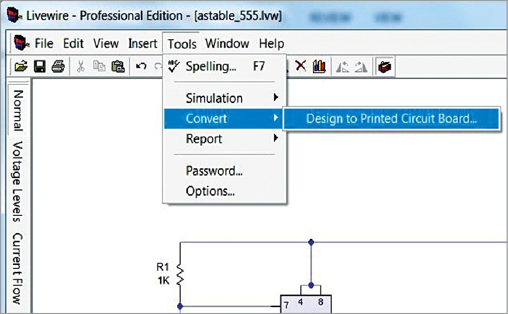 Fig. 6: PCB converting option in Livewire