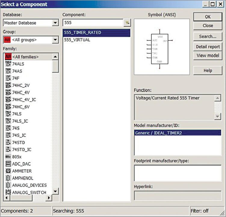 Component window of Multisim