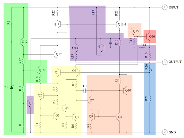 Schematic of 7805 Voltage Regulator IC