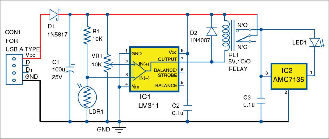 Circuit diagram of the webcam view illuminator