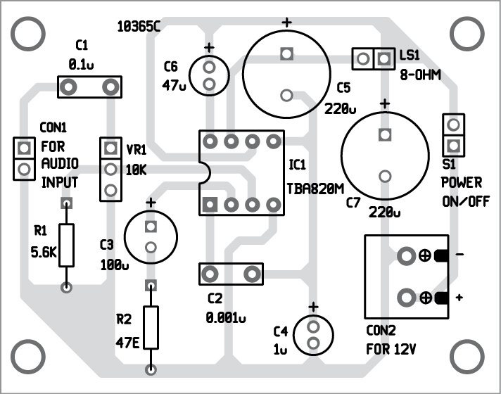 Component layout of the AF Amplifier PCB