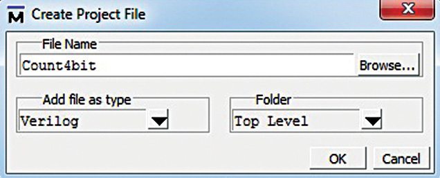 modelsim create project file window