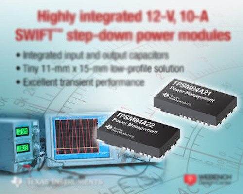TI Unveils Industry’s Smallest 12-V, 10-A DC/DC Step-Down Power Solution