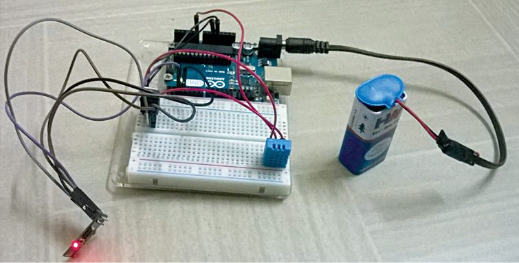 Author’s prototype of the humidity and temperature monitoring using Arduino with ESP8266