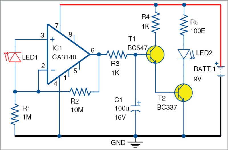 LED As Light Sensor circuit