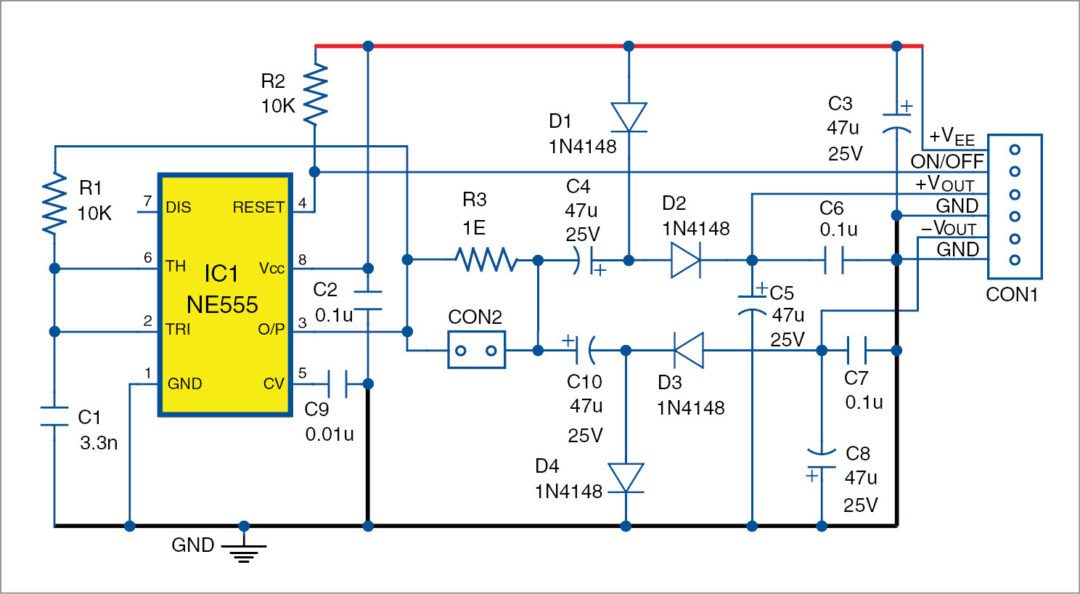 Circuit diagram of the simple DC to DC converter for the MCU kit