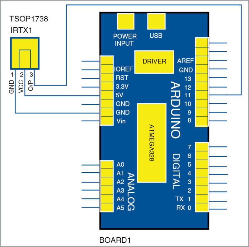 Circuit diagram of Arduino based Windows PC volume remote control