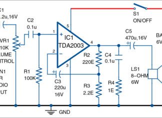 3W/6W audio amplifier using TDA2003