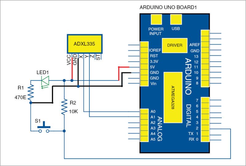 Circuit diagram of the duck hunt game using Arduino Uno
