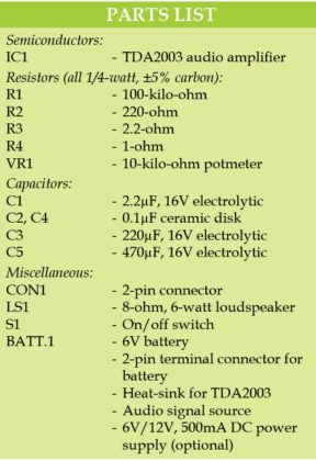 3W/6W Audio Amplifier using TDA2003 | Detailed Circuit Available