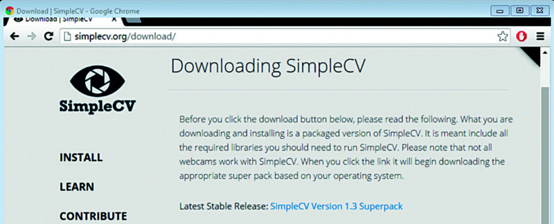 SimpleCV download page