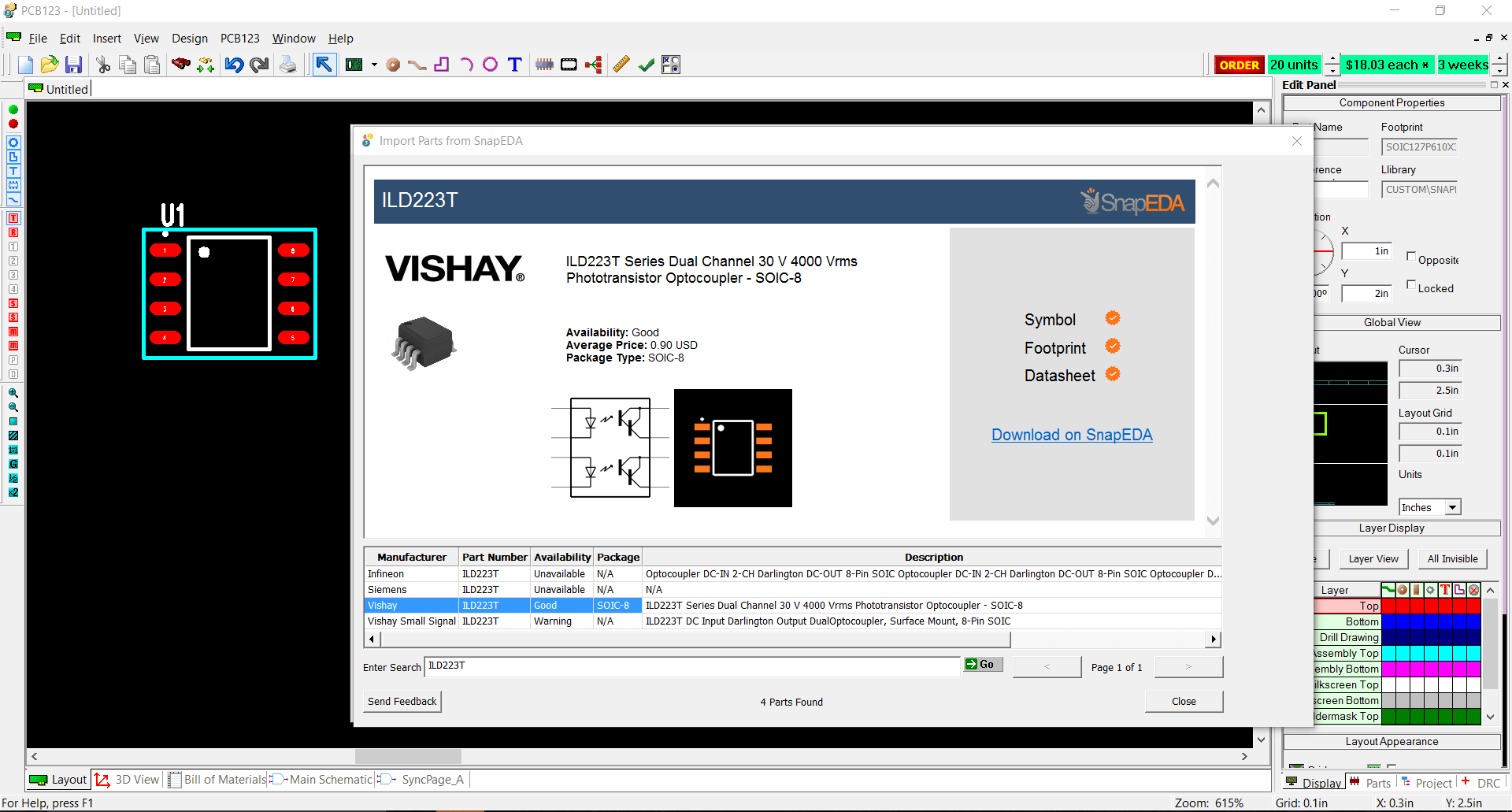 Designers Can Now Search SnapEDA’s Vast Component Library Directly in PCB123