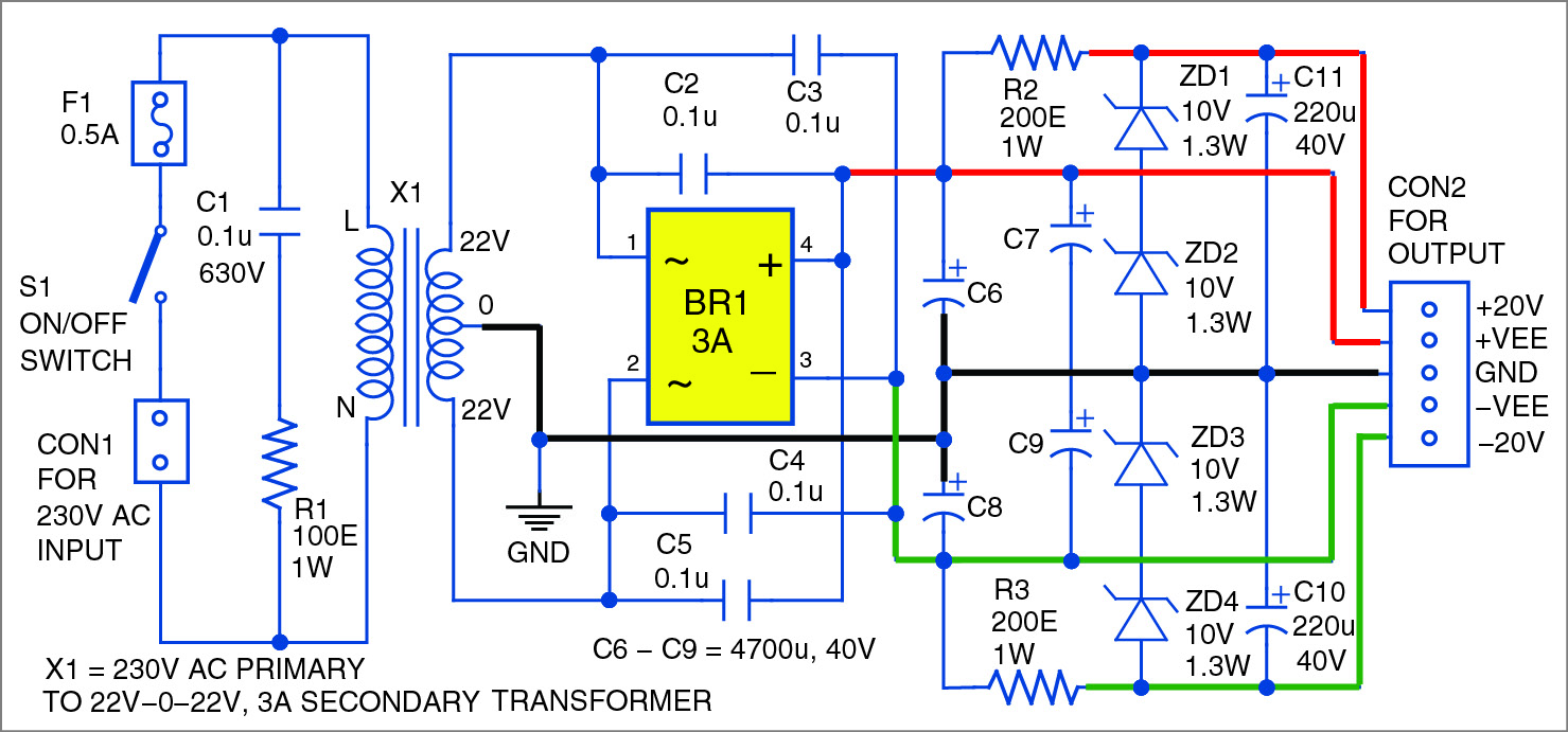 30W Audio Amplifier Using NE5534 and Darlington Transistors