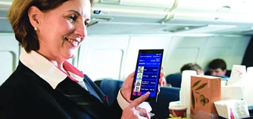 Flight attendants are carrying more advanced devices with passage of time (Image courtesy: www.technologyrecord.com)