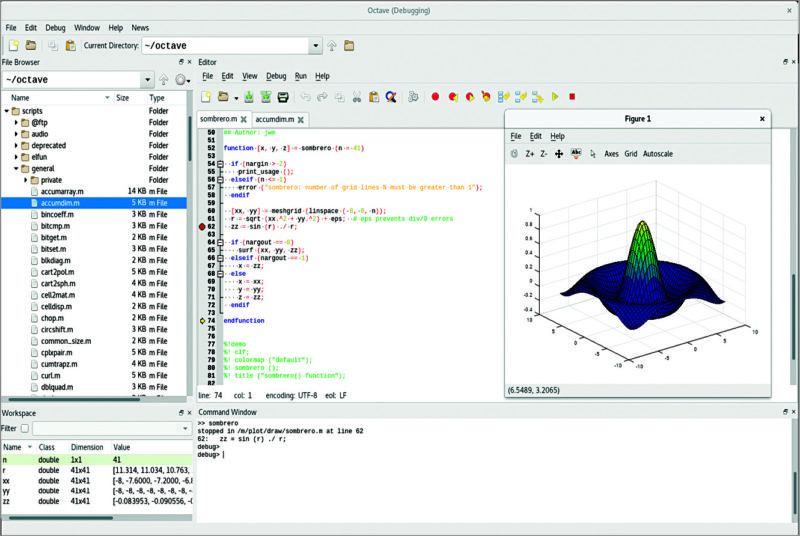 Octave debugging (Image courtesy: www.gnu.org)