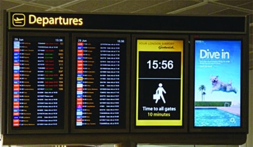 Snapshot of a smart FIDS end-user screen (Image courtesy: www.travelwayfinding.com)