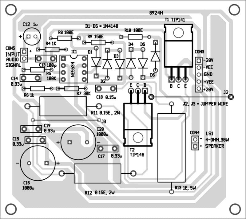 Components layout for the PCB in Fig. 5