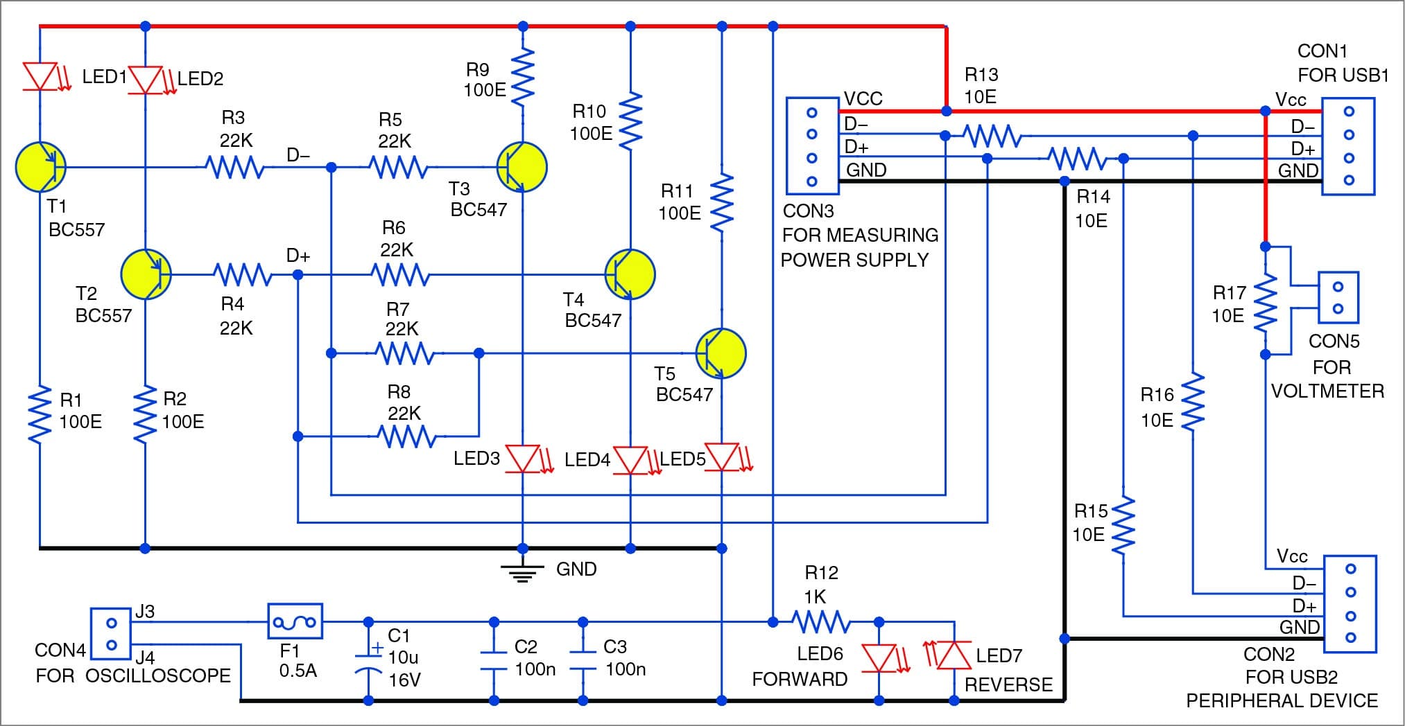 USB interface signal monitoring circuit