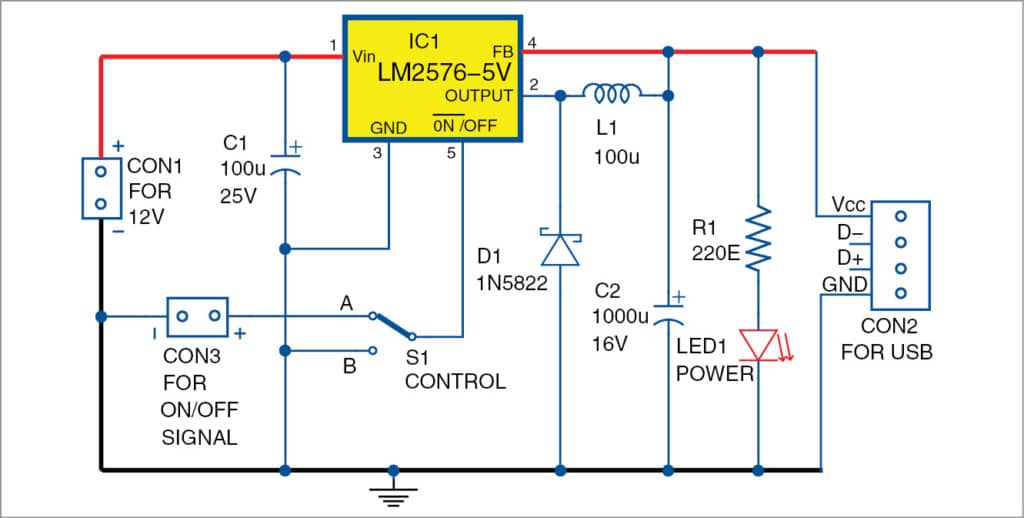 AddOn USB Power Circuit for UPS Detailed Circuit Diagram Available