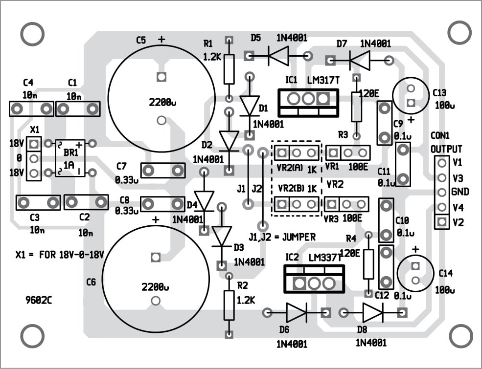 Bipolar Power Supply With Adjustable Regulators Electronics Project