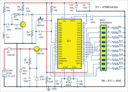 Circuit diagram of wireless VU meter